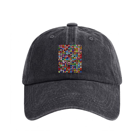 International Flags of the Countries of the World Washed Denim Baseball Caps