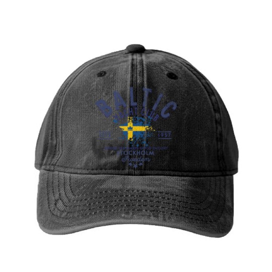 Baltic Yacht Club Stockholm Design Washed Denim Baseball Caps
