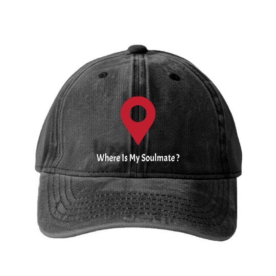 Where Is My SoulMate (white) Washed Denim Baseball Caps
