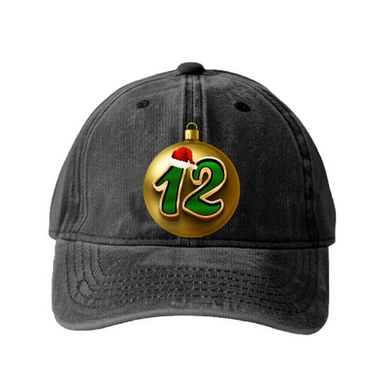 12 Dozen Christmas Balls Decorations - NR Twelve Washed Denim Baseball Caps