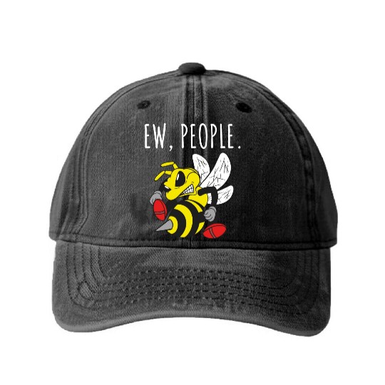 Ew People Angry Bee Washed Denim Baseball Caps