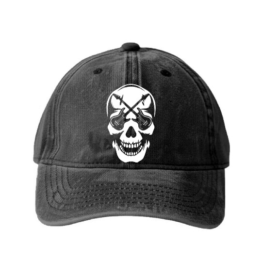 Electric Guitar Skull Guitar Washed Denim Baseball Caps