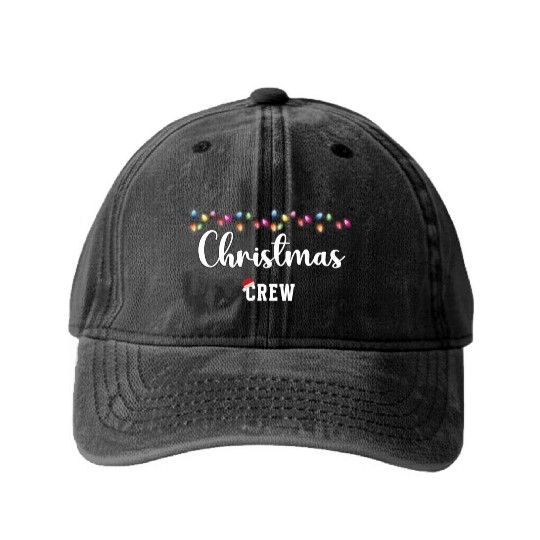 Christmas Crew Neon Xmas Lights Washed Denim Baseball Caps