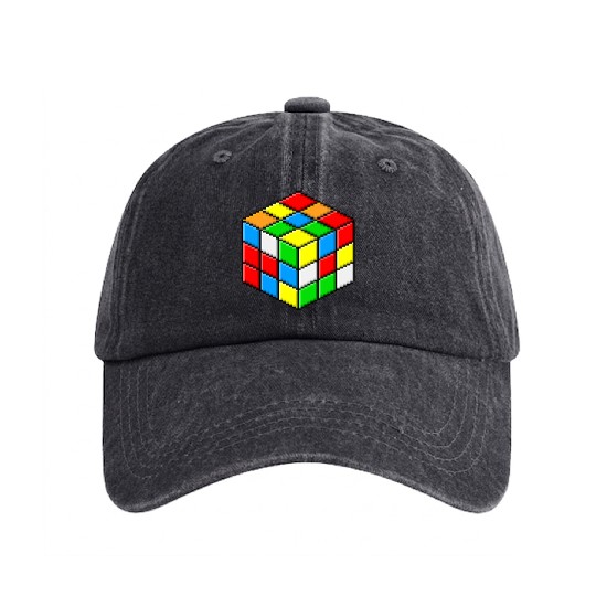 rubiks cube Washed Denim Baseball Caps