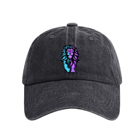 Lion Suicide Prevention Awareness Washed Denim Baseball Caps
