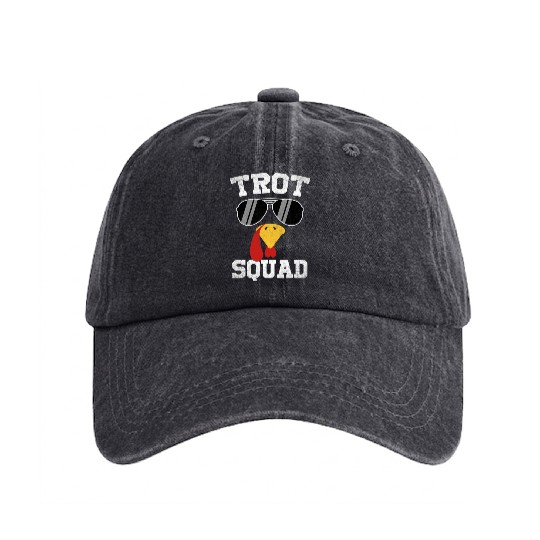 Running Turkey Sunglasses Trot Squad Thanksgiving Washed Denim Baseball Caps
