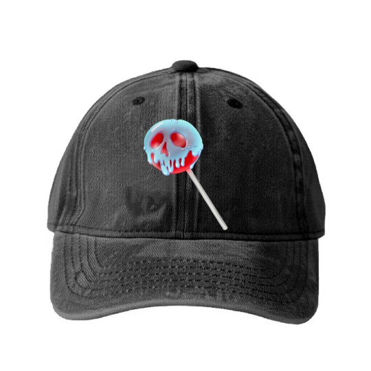 Poison Apple Halloween Candy Lollipop Washed Denim Baseball Caps