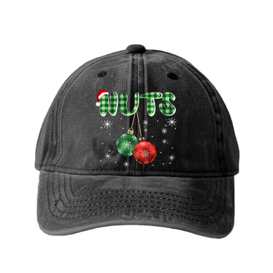 Chest Nuts Christmas Funny Couple Matching Washed Denim Baseball Caps