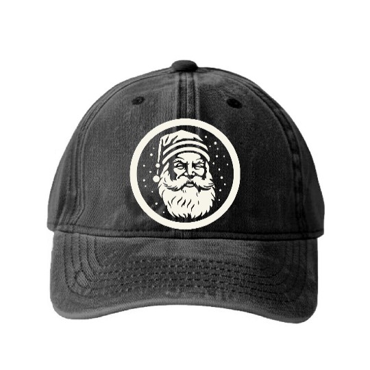 santa claus rounded symbol Washed Denim Baseball Caps