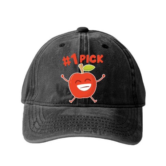 Apple Number 1 Pick Apple Orchard Apple Picking Washed Denim Baseball Caps