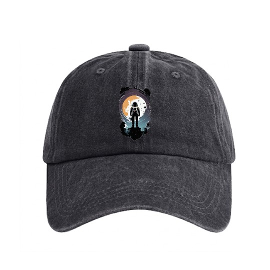 astronauts enter the space dimension Washed Denim Baseball Caps