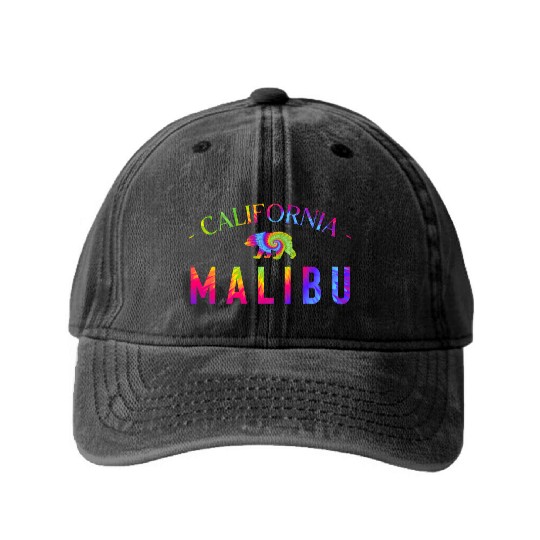 Malibu California Bicycle Club In a Tie Dye Design Washed Denim Baseball Caps