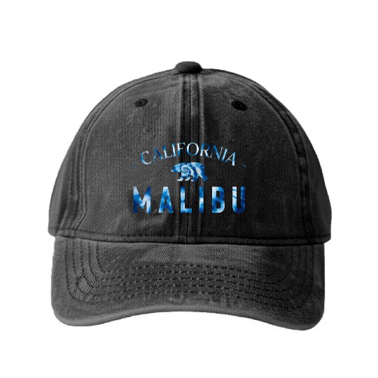 Malibu California Bicycle Club In a Tie Dye Design Washed Denim Baseball Caps