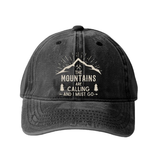 The Mountains are calling Hiking Climbing Nature Washed Denim Baseball Caps