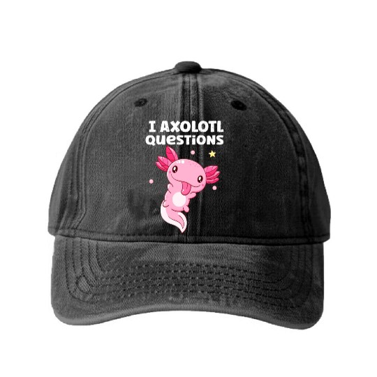 I Axolotl Questions Axolotl funny Axolotl Retro Washed Denim Baseball Caps
