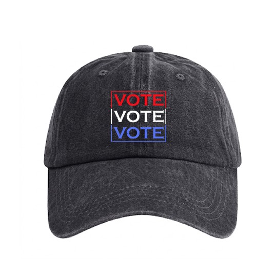 Patriotic American 4th of July Voter Voting Vote Washed Denim Baseball Caps