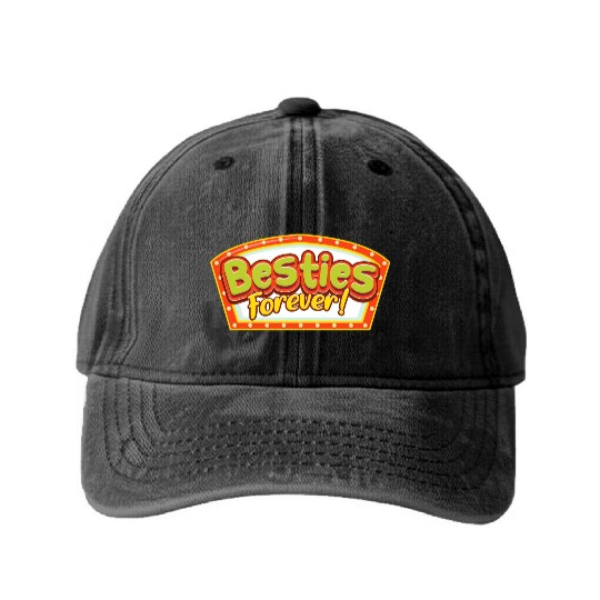 Besties Forever Washed Denim Baseball Caps