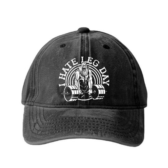 I Hate Leg Day 23 Washed Denim Baseball Caps