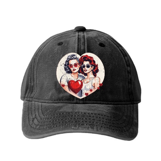 Valentines Day Outfit For Her And Her in love Washed Denim Baseball Caps