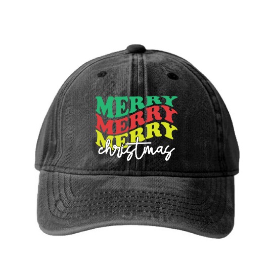 Merry merry merry Christmas, Xmas Design Washed Denim Baseball Caps