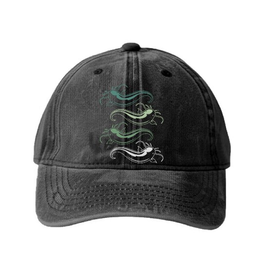 Catfish Catfishing Angler Noodler Fisherman Mirror Washed Denim Baseball Caps