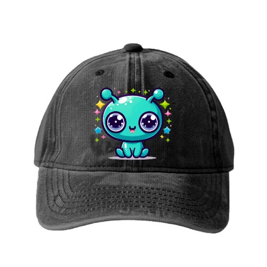 Cute Alien Animal Pet from Space Washed Denim Baseball Caps