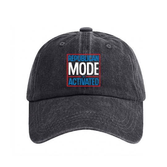 Republican Mode Activated American Voter Voting Washed Denim Baseball Caps