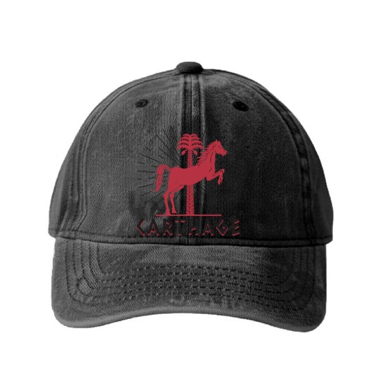 Carthage horse Washed Denim Baseball Caps