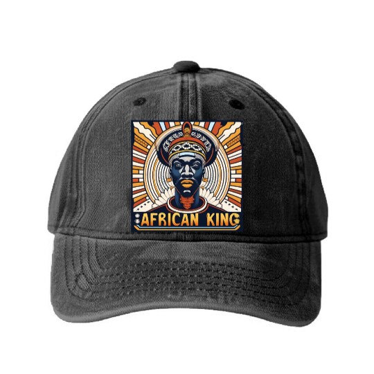 African King Gift For Afrocentric Lovers Washed Denim Baseball Caps