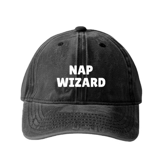 Nap wizard, funny nap loving slogan Washed Denim Baseball Caps