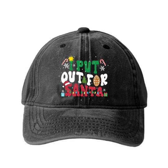 I put Out For Santa Funny Christmas Washed Denim Baseball Caps