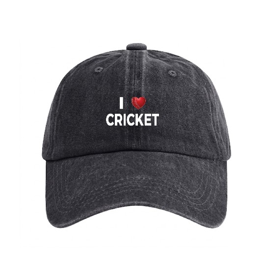 I Love Cricket Washed Denim Baseball Caps