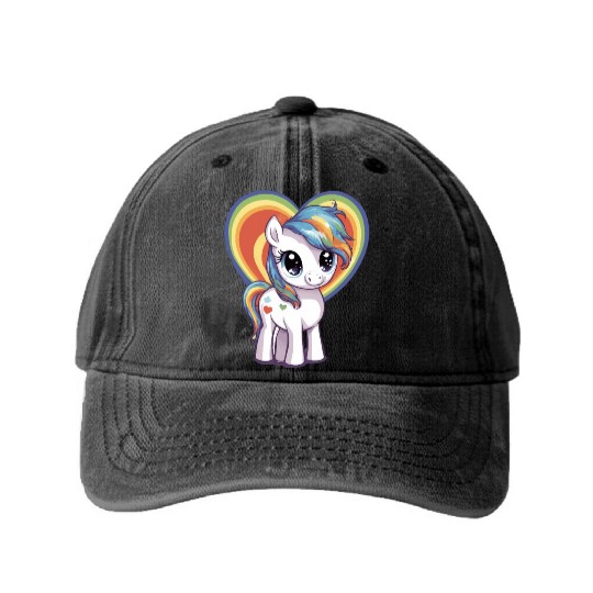 Love Pony Washed Denim Baseball Caps