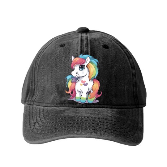 Rainbow Baby Pony Washed Denim Baseball Caps