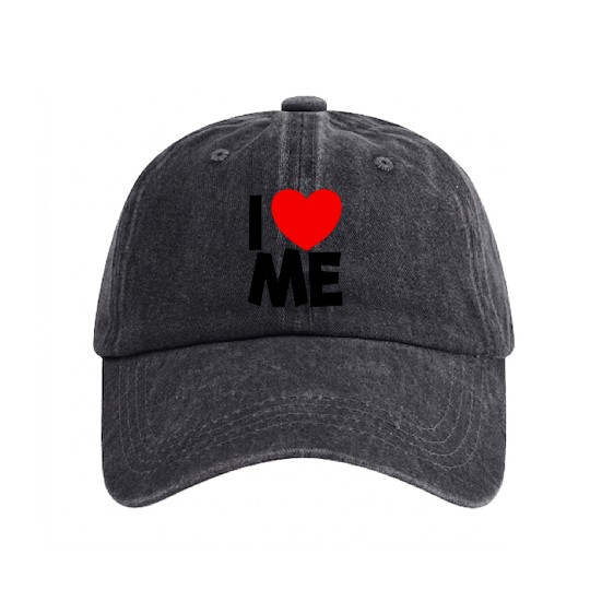 I Love Me Red Heart Self Love Affirmation Washed Denim Baseball Caps