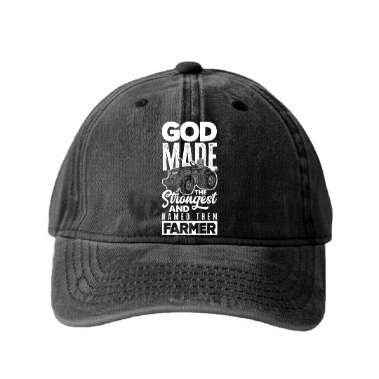 The Strongest Are Farmer Funny Farmer Gift Washed Denim Baseball Caps
