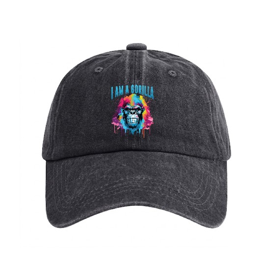 I Am A Gorilla Washed Denim Baseball Caps