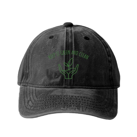 Keep it Green and Clean Ecology Planet Earth Washed Denim Baseball Caps