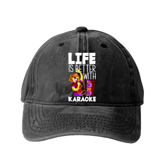 Funny Karaoke Singer Singing Musician Karaoke Gift Washed Denim Baseball Caps