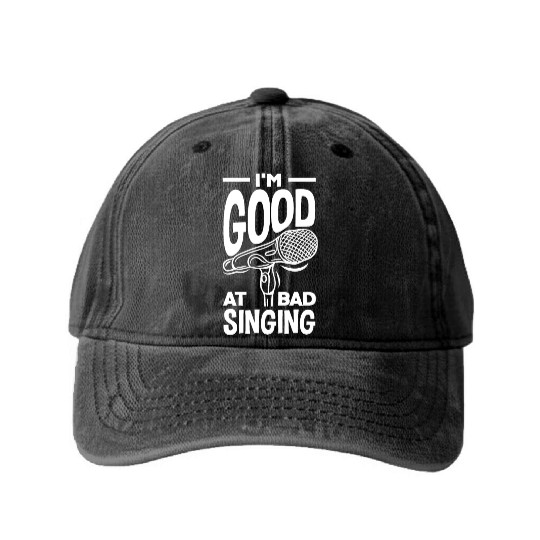 Funny Karaoke Singer Singing Musician Karaoke Gift Washed Denim Baseball Caps