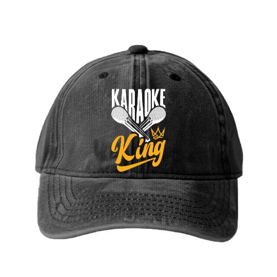 Funny Karaoke Singer Singing Musician Karaoke Gift Washed Denim Baseball Caps