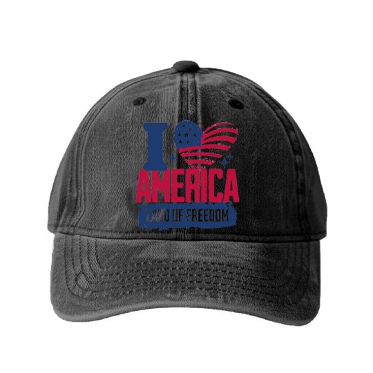 Clothing Apparel Washed Denim Baseball Caps i love america