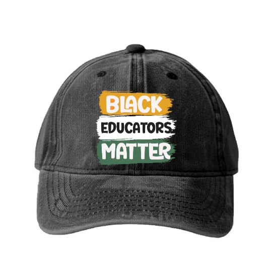 Black Educators Matter African History Teacher Men Washed Denim Baseball Caps