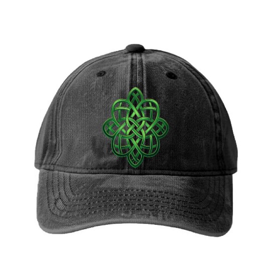St Patricks Day Celtic Knot Irish Scottish Symbol Washed Denim Baseball Caps