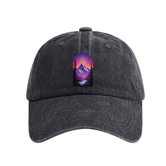 Violet Dawn The Mountains Majesty Washed Denim Baseball Caps