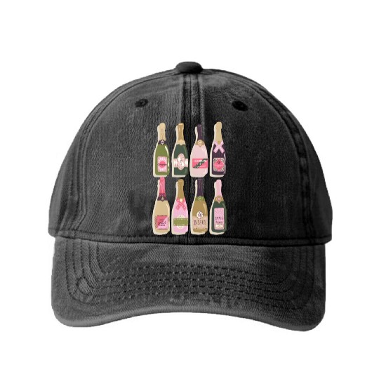 Champagne Bottles New Year Eves 2022 Py Washed Denim Baseball Caps