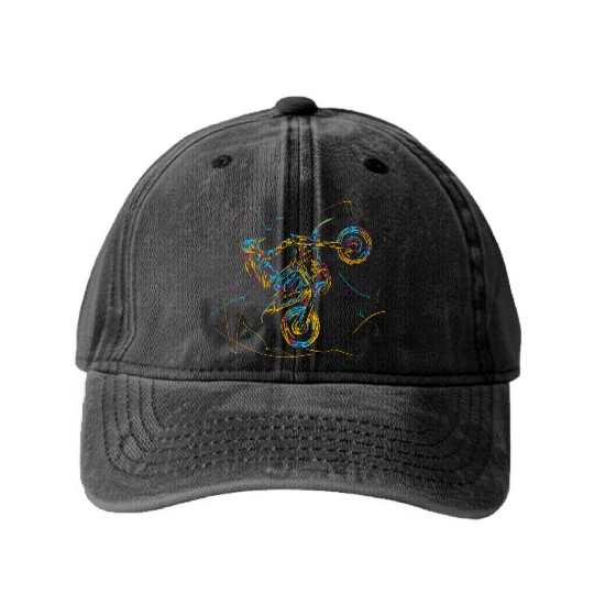 Dirt Bike Motocross Washed Denim Baseball Caps