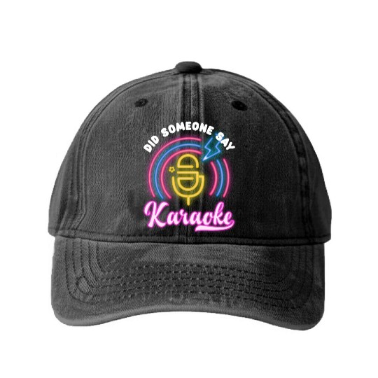 Funny Karaoke Singer Singing Musician Karaoke Gift Washed Denim Baseball Caps
