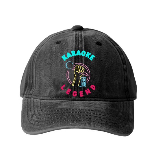 Funny Karaoke Singer Singing Musician Karaoke Gift Washed Denim Baseball Caps
