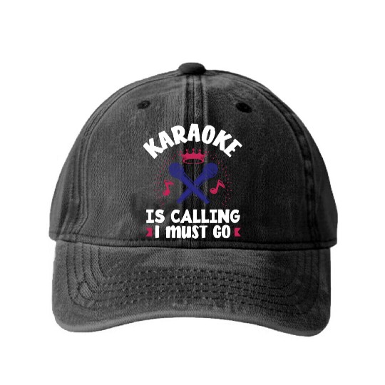 Funny Karaoke Singer Singing Musician Karaoke Gift Washed Denim Baseball Caps